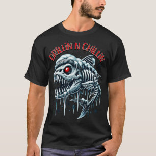 Camiseta Pescaria de gelo Drillin 'N Chillin' Peixe Esquele