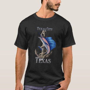 Camiseta Pescaria de Peixe-Espada Marlin Texas City Texas O