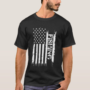 Camiseta Pescaria Estados Unidos Desgastada c Bandeira dos