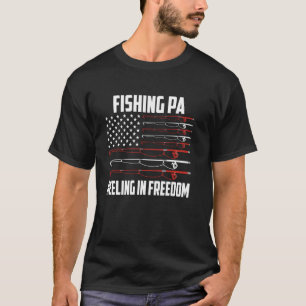Camiseta Pescaria Pa 4 de Julho Bandeira dos EUA Pescando L