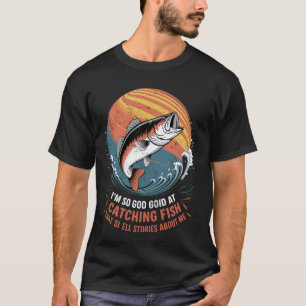 Camiseta Pescaria Piadas de Pescador de Robalo Engraçado Pe