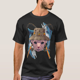 Camiseta Pescaria Sphynx Gato Pescador ao Ar Livre Fofo Pei