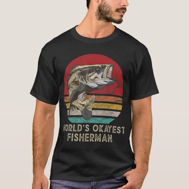 Camiseta Pescaria Vintage Bass, pescadora de Okayest (Frente)