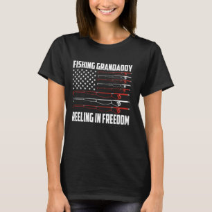 Camiseta Pescaria Vovô 4 De Julho Bandeira Dos EUA Pescando
