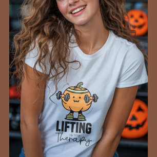 Camiseta Pesos de elevação de abóbora, malhação de Dia de a