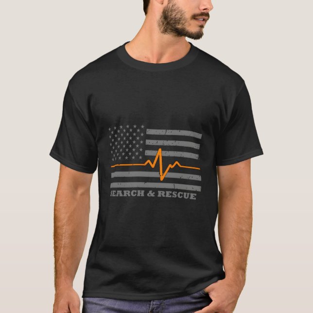Camiseta Pesquisa E Resgate De Sinalizador De Linha Laranja (Frente)