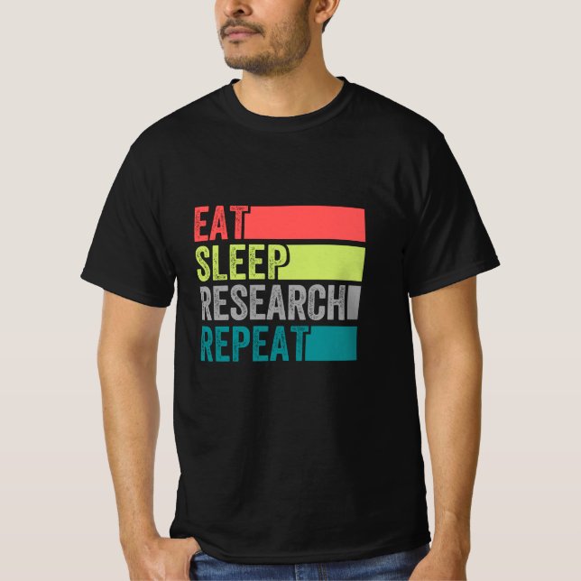 Camiseta Pesquisa sobre o sono repete química científica en (Frente)