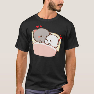 Camiseta Pêssego Bonito E Goma A Dormir Gato Mochi 