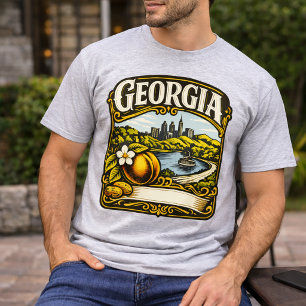Camiseta Pêssego do Estado da Geórgia Antigo e Horizonte de