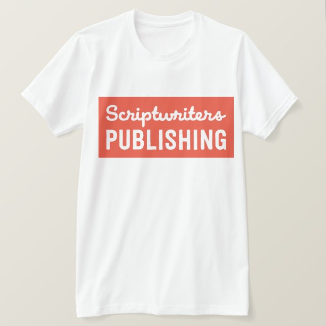 Camiseta Pêssego do sólido dos Scriptwriters (Frente do Design)