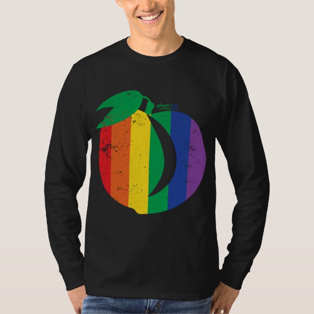 Camiseta Pêssego em dificuldades, Fruta de ameixa, Bootão r (Frente)