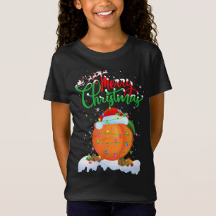 Camiseta Pêssego Fruta Lover Xmas Iluminação Natal