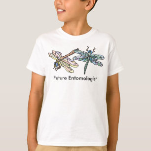 Camiseta Pêssego futuro do entomologista e libélulas azui