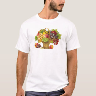 Camiseta Pêssegos e cesta de Frutas - Arte ventimétrica