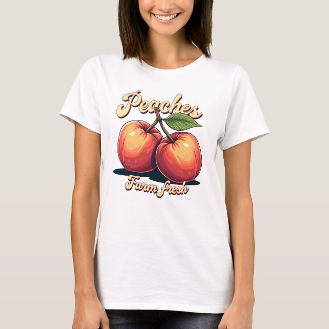 Camiseta Pêssegos frescos de fazenda Tee Gráfico de Mulhere (Frente)