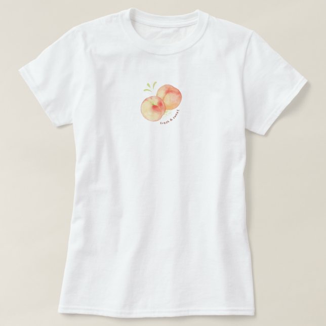 Camiseta Pêssegos pastéis com estética fofa (Frente do Design)