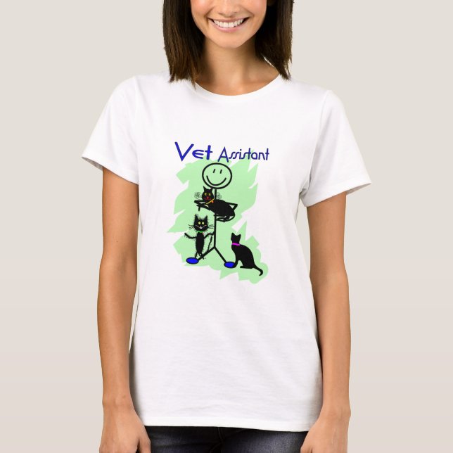 Camiseta Pessoa assistente da vara do veterinário com gatos (Frente)