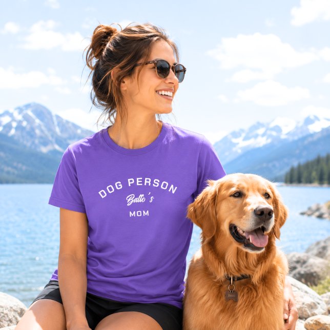 Camiseta Pessoa de Cachorro Mãe Roxo (Criador carregado)