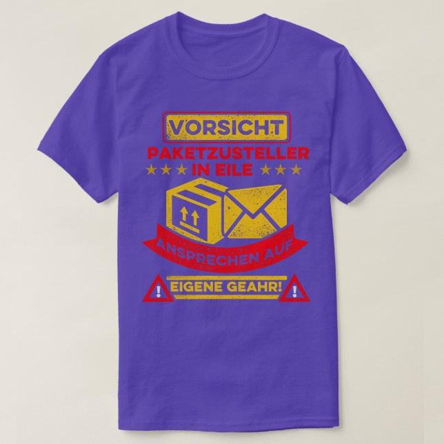Camiseta Pessoa de entrega de Parcelas de Cuidado com press (Frente do Design)
