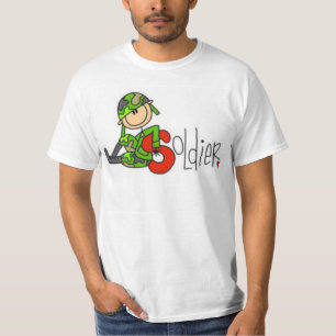 Camiseta Pessoa em Figura de Palito de Soldado em Camuflage