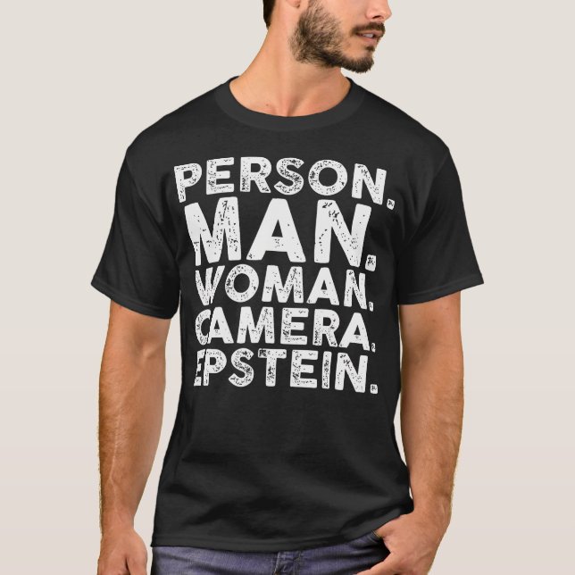 Camiseta Pessoa Homem Mulher Câmera Epstein (Frente)