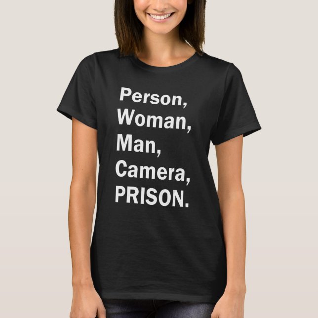 Camiseta Pessoa  mulher  homem  câmera  prisão  (Frente)