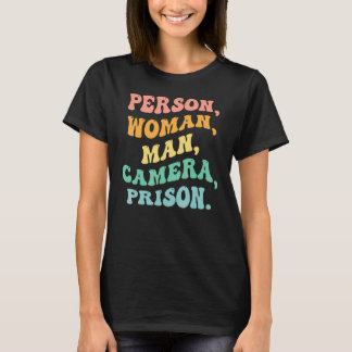 Camiseta Pessoa Mulher Homem Câmera Prisão Groovy Retro
