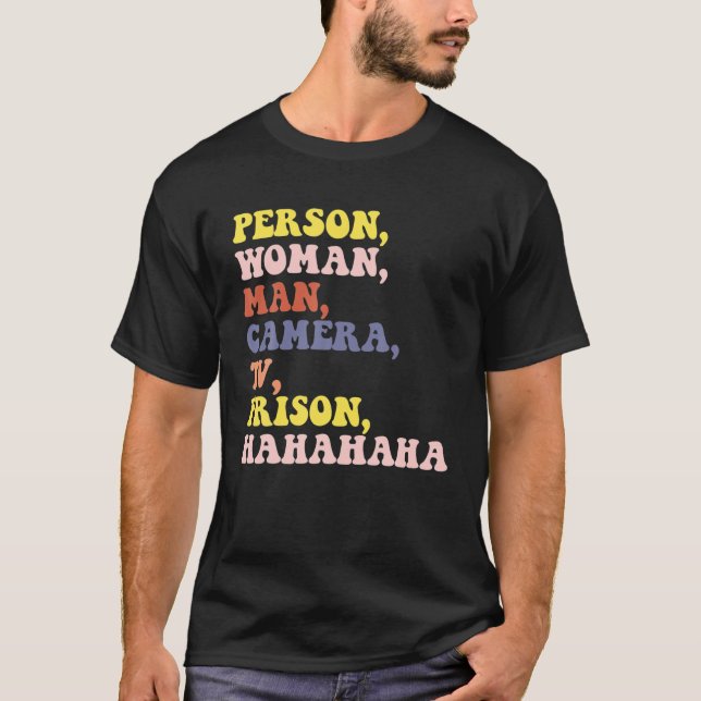 Camiseta Pessoa, Mulher, Homem, Câmera, TV, Prisão, Diversã (Frente)