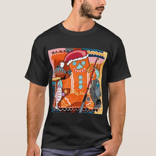 Camiseta PessoaDeBiscoitoDeGengibrePescando (Frente)