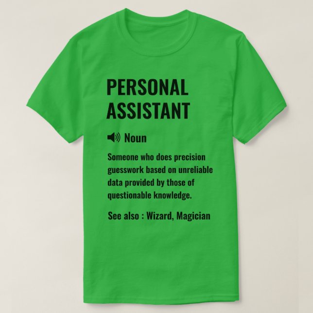 Camiseta Pessoal Assistente de Definição Funny Assistência  (Frente do Design)