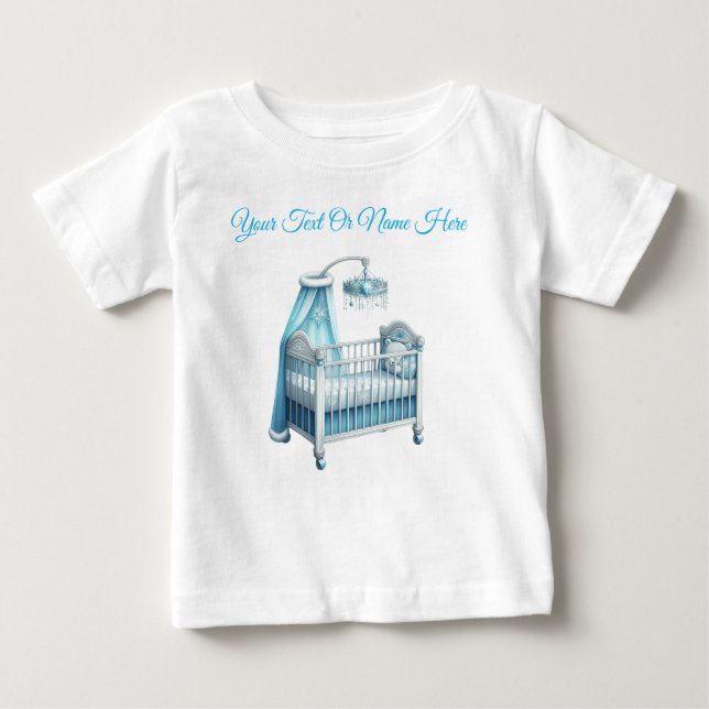 Camiseta Pessoal Azul Natal Jersey de Bebê (Frente)