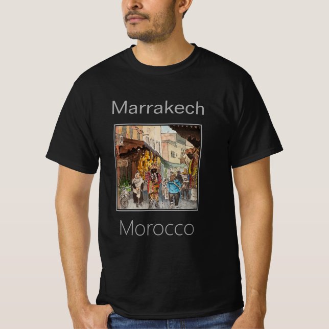 Camiseta Pessoas caminhando pela rua de mercado Marraquexe  (Frente)