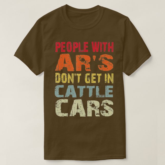 Camiseta Pessoas com AR não chegam em carros de gado Sarcas (Frente do Design)