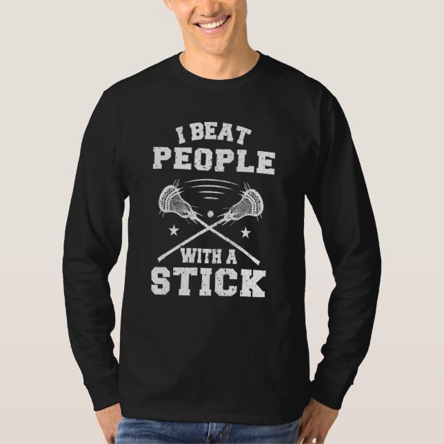 Camiseta Pessoas De Bater Com Homens De Jogador De Lacrosse (Frente)