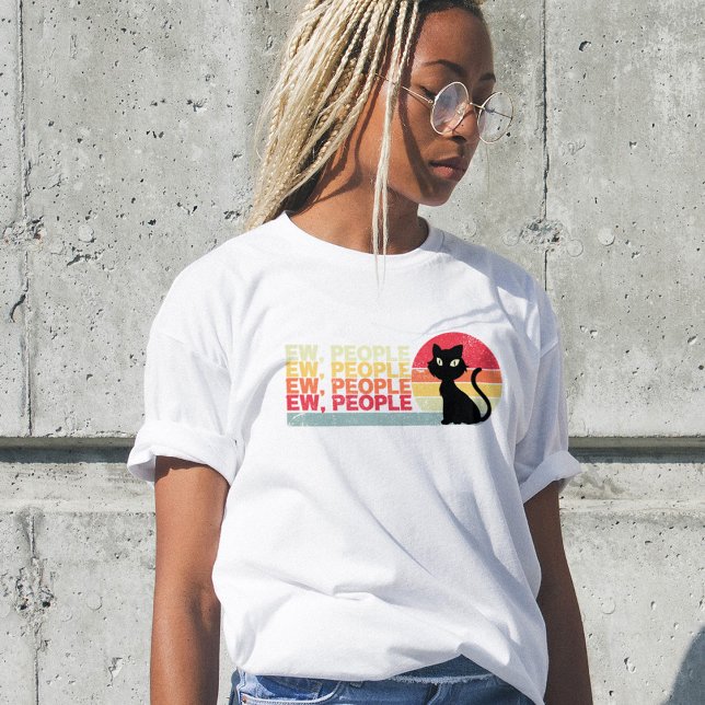 Camiseta Pessoas de Gato Negro, Camiseta-Dama Engraçada, hu (Criador carregado)