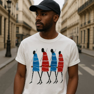 Camiseta Pessoas Felizes Guerreiros Maasai Caminhando Impre