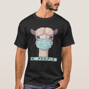 Camiseta Pessoas Máscara Facial Lhama Distanciamento Social