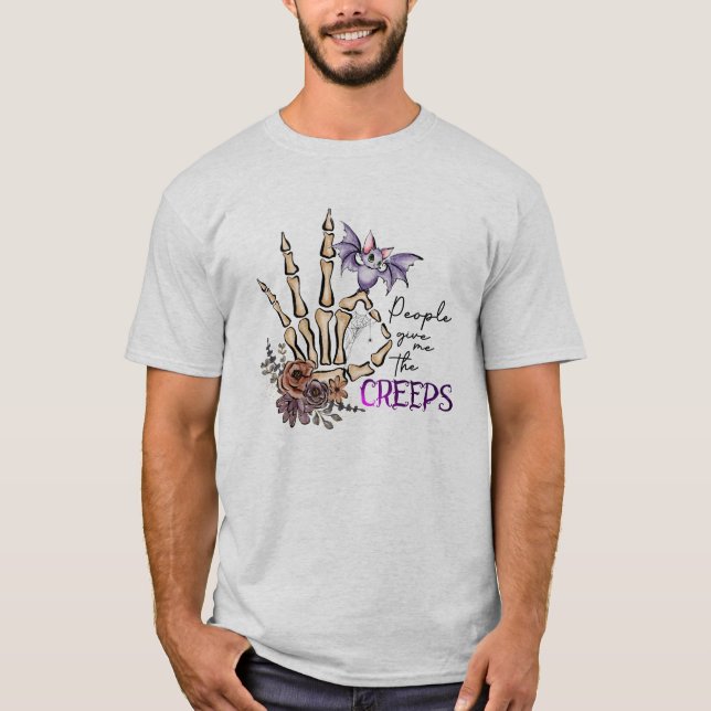 CAMISETA PESSOAS ME DÃO A ESCÂNCIA DO ESQUELTÃO DAS CREEPS (Frente)