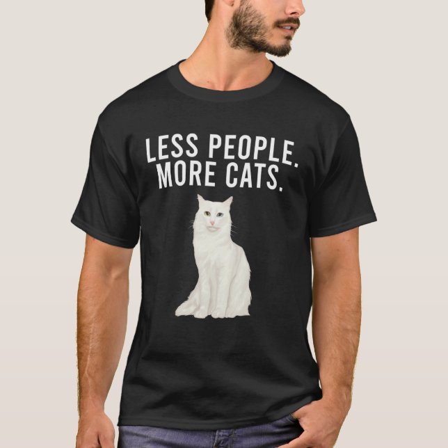 Camiseta Pessoas Menos Mais Gatos Introdução ao Turco Angor (Frente)