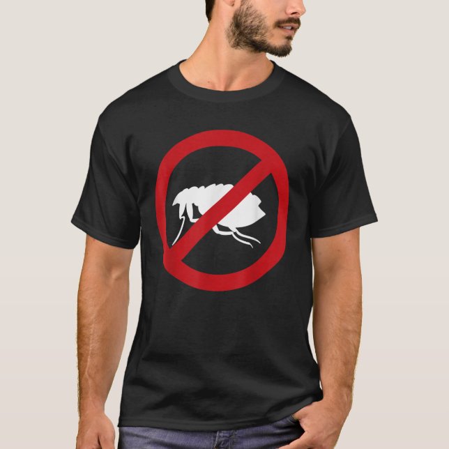Camiseta Pest Control Flea Sinal Gag Halloween Dift No Flea (Frente)