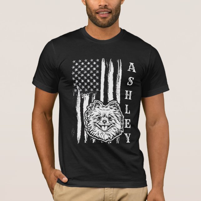 Camiseta Pet americano Patriota Pomeraniana (Frente)