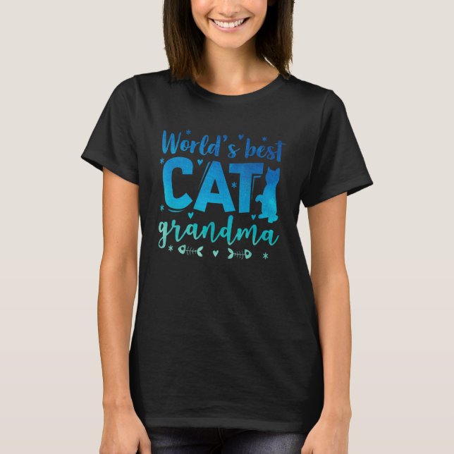 Camiseta Pet Animal de Gato da Avó e Gato do Mundo (Frente)