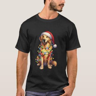 Camiseta Pet Animal Ouro Retriever Dog Santa hat