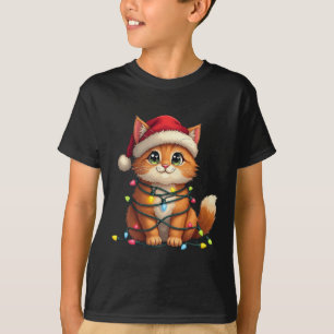 Camiseta Pet Animal Ragdoll Cat Lover Santa Hat Natal L