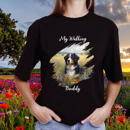 Camiseta Pet Bernese Companheiro de Caminhada Preto Persona