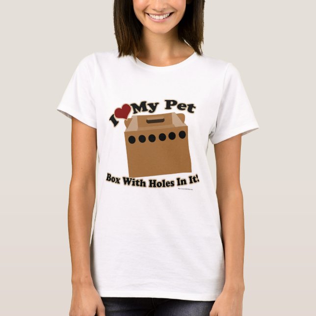 Camiseta Pet Box Com Buracos Slogan Engraçado De Cartoon An (Frente)
