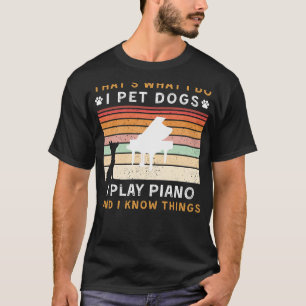 Camiseta Pet Cachorros, Piano, e sei coisas engraçadas