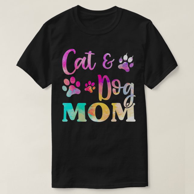 Camiseta Pet Cat Dog Mãe Shirt Para Mulheres, Dia de as mãe (Frente do Design)