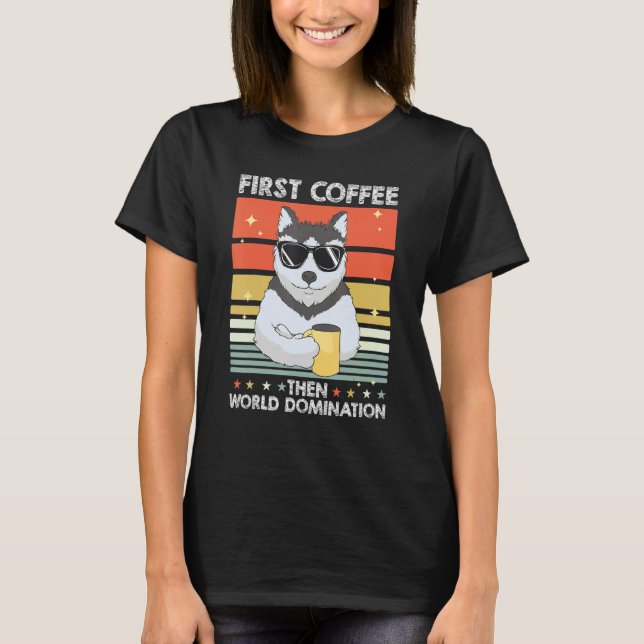 Camiseta Pet Coffee   Dog Breed Siberian Husky (Frente)