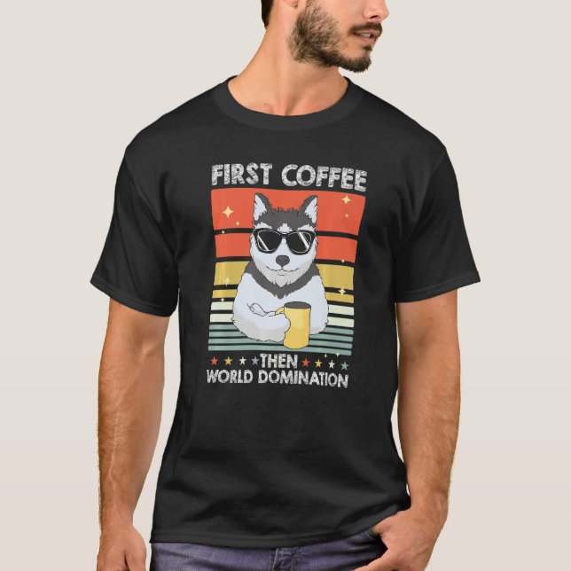 Camiseta Pet Coffee  Dog Breed Siberian Husky (Frente)
